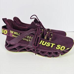 Just So So Burgundy Neon Sneakers Men 8-8.5/Women 9.5 Running Walking Shoes